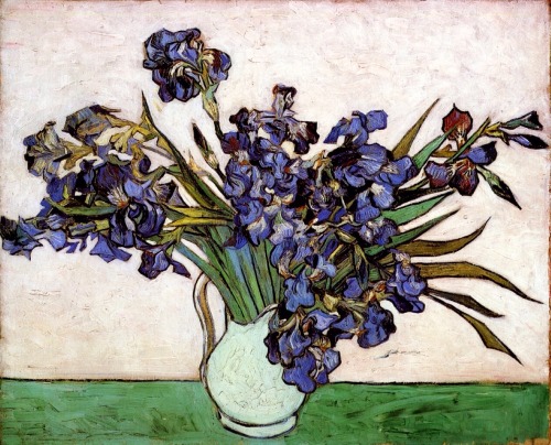 vincentvangogh-outwithme: Irises Vincent Van Gogh vs. Claude Monet 
