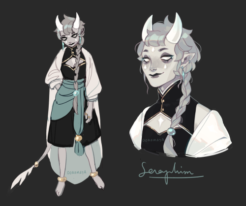 doromaya:  meet my new dnd oc, Seraphim!! she’s a tiefling bard