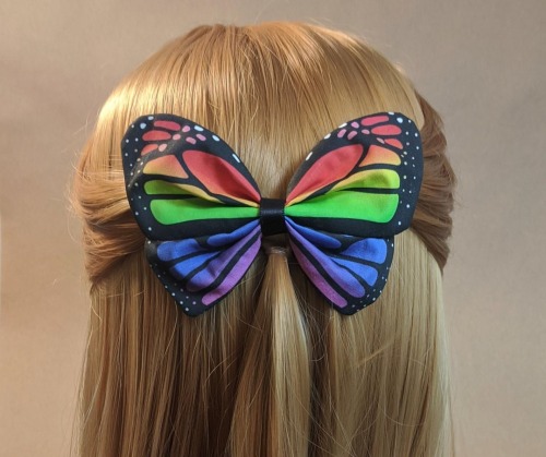 sosuperawesome:Pride Butterfly BarrettesTerrafaye Seemings on Etsy Ok I have a bow addiction. Like 