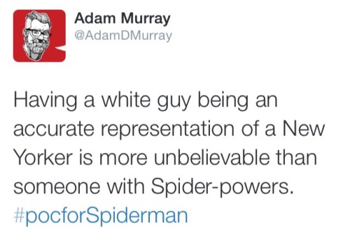 808s-and-d1sco-face:  feministcaptainkirk:  I loved Spider-Man longer than I knew what love is and there is no reason why Peter Parker has to be white.   ^^^^^^^^ 