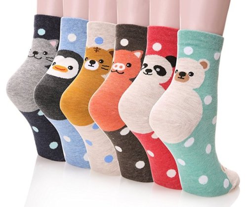 whirelez:Dosoni Girl Cartoon Animal Cute Casual Cotton Novelty Crew socks 6 packs-Gift Idea Comfort 