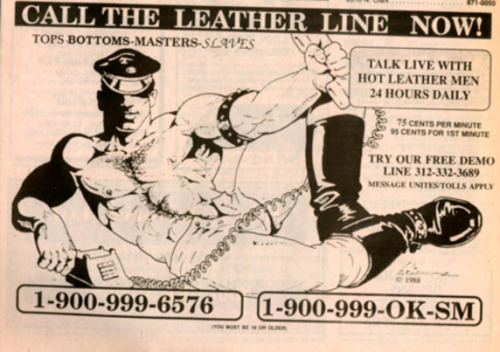 A selection of Etienne Advertisements for various leather events and businesses in Chicago.