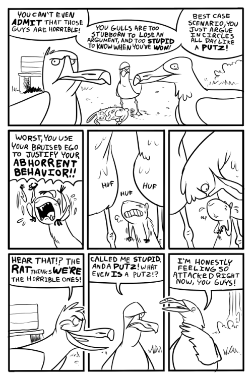pepperonideluxe:  A comic about Seagulls.If you feel like this comic doesn’t accurately represent you, and that you personally don’t act like this, good. That means this comic isn’t about you. If you DO act like this, and are working on a counter