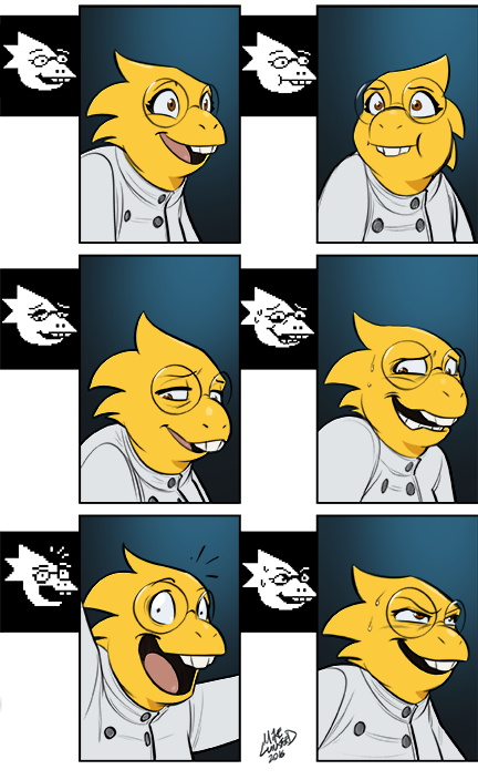 supernormalstep:I colored my Undyne faces and did some Alphys faces too!