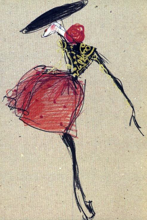 Design & Fashion illustration by Christian Lacroix, 1987