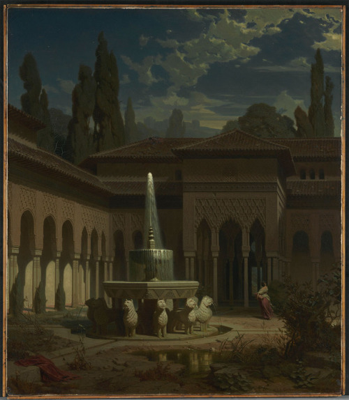 arjuna-vallabha:Eduard Gerhardt, Der Löwenhof der Alhambra The Lion Court of the Alhambra, oil on canvas, 88 x 76,2 cm, Munich,