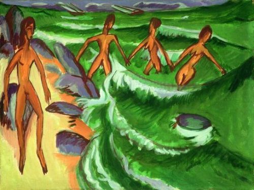 Bathers on the Beach  (Fehmarn)  - Ernst Ludwig Kirchner 1913German 1880-1938 Staatliche Museen zu B