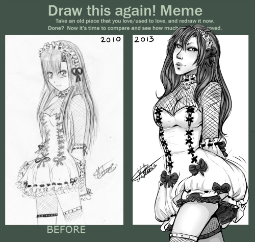 I was bored C: I love this meme, this is the 4 time I do it! 3 years since I drew the first pic…I remember perfectly that I loved to draw lolitas and other girls, really lovely <3 Hope you like it ^_^