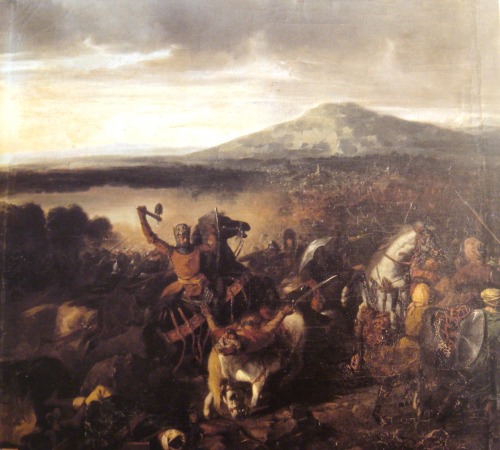 Roger I, count of Sicily, at the battle Of Cerami in 1063.Roger was  a member of Norman Hauteville f