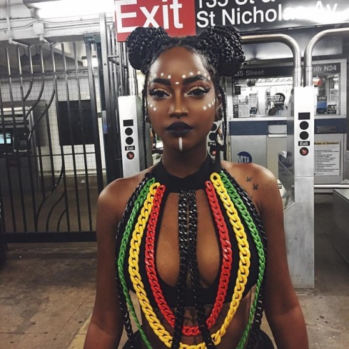 EXIT RIGHT HERE fashion designer @bambiix2 —— Ready for #afropunkfest —— #mi
