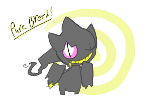 kairibloodheart:  My pokebreeds! I did benette! and I do know that smeargle can not breed with banette, but hey, look at em’ he’s frickin adorable!Bonus: