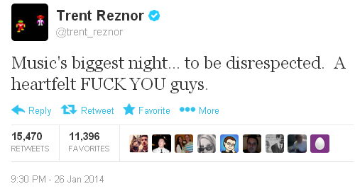 bluedogeyes:  Trent Reznor offers “a heartfelt FUCK YOU” to Grammy organizers