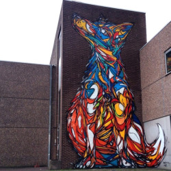 asylum-art:  Stunning Animal Street Art Made with Geometric Lines by Dzia