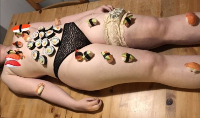 168667:My partners and I made sushi and I got to be the table!🔞 age in bio or don’t interact 🍣