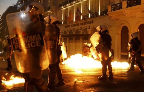 insurrectionnews:    ‪Athens‬, ‪Greece‬ 15.07.15: Fierce clashes break out in ‪‎Syntagma‬ square outside the Greek parliament between angry anti-austerity demonstrators & riot police as the fight-back against ‪the ‎Syriza‬-led