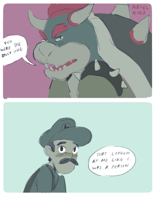 arielries:Instead of capturing Peach… Bowser wants to capture…. LUIGI’S HEART?!?! i made a joke tweet then drew the first one kind of jokingly and then it  all became too real and i can’t pass it off as a joke anymore i apologise to my family