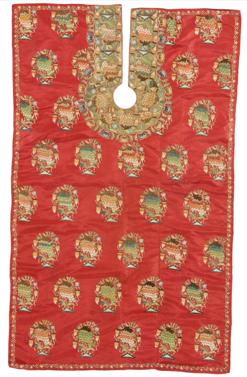 ~ A late18th C. Ottoman silk and metal thread embroidered barber’s apron(Berber Futasi)Elaborately e