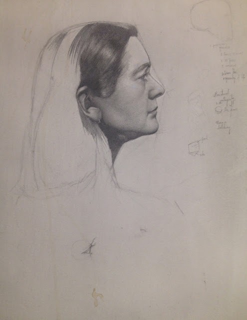 Marcia, graphite on paper (and accidental coffee stain). 