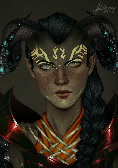 ib-gomes: Commission for @filthyghoulkisser of her stunning qunari, Freya! It was so nice to pa