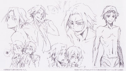 donamoeba:  Character Prototype Rough Sketch - MATSUOKA RINBottom left: “Yui-chan*, hurry~”Bottom middle: “That’s impossible…”, “You’re an idiot, Nagisa…”*In the prototype, Rin’s name was “Tadashi.” (link goes to a segment