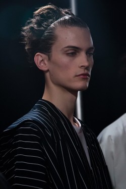 trickymintty:  Nathan Saignes @ Nicomede Talavera Men A/W15 backstage, ph by Virginia Arcaro.