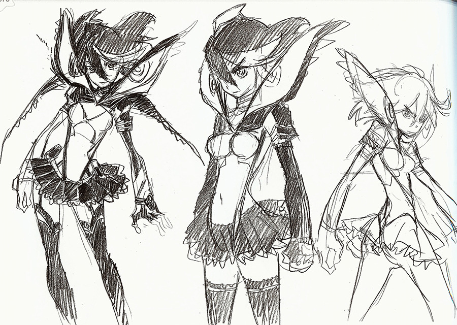 h0saki:More Ryuko and Kamui Senketsu designs. Looks like she was supposed to have