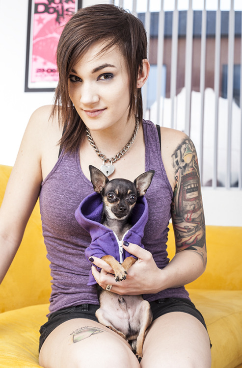 Josh Darling came over and photographed Queen and I for his project, “Porn Stars and their Pet