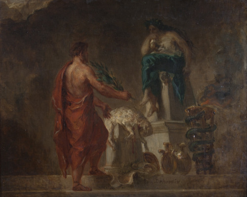 Lycurgus Consulting the Pythia, 1835/1845 ~ by Eugène Delacroix…