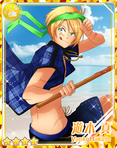 I drew some [Scorching ☆ A Seaside Beach Match] Makoto cards! Unbloomed and Bloomed.Card Templates