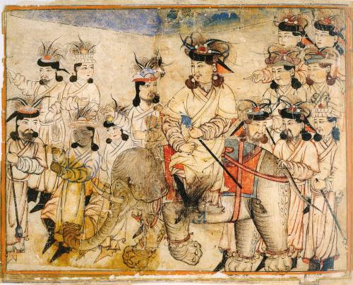 Ruler on an elephant. Illustration from Rashid-al-Din Hamadani’s book Jami al-Tawarikh,1st qua