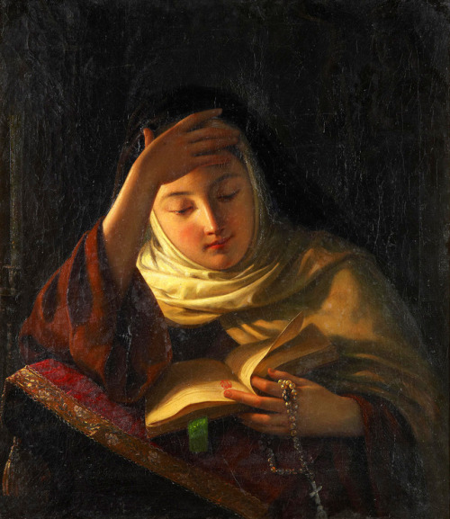 Young Nun at Prayer, Sergei Gribkov, 1852