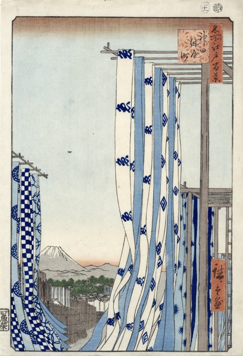 oncanvas: Cloth Drying, Dyers Quarter, Kanda from the One Hundred Famous Views of Edo series, Hirosh