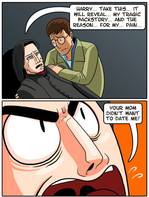 dorkly:Why Snape’s Tragic Back Story Isn’t So Tragic[By julialepetit and andrewbridgman]