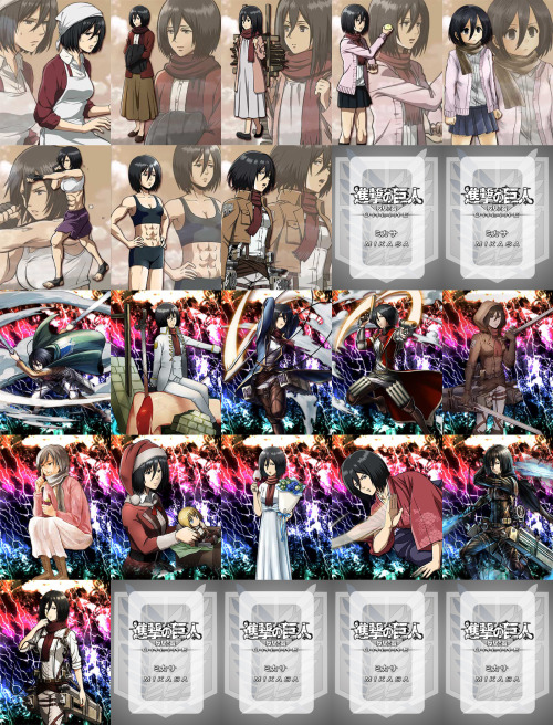 Hangeki no Tsubasa - Mikasa Ackerman - Full Sizes Here and Here(Updated 5/18/2015)To commemorate the end of Hangeki no Tsubasa, here is an ongoing retrospective of the popular classes and all the characters!