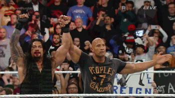 wrasslormonkey:  &ldquo;They can’t boo him with The Rock out there!&rdquo;