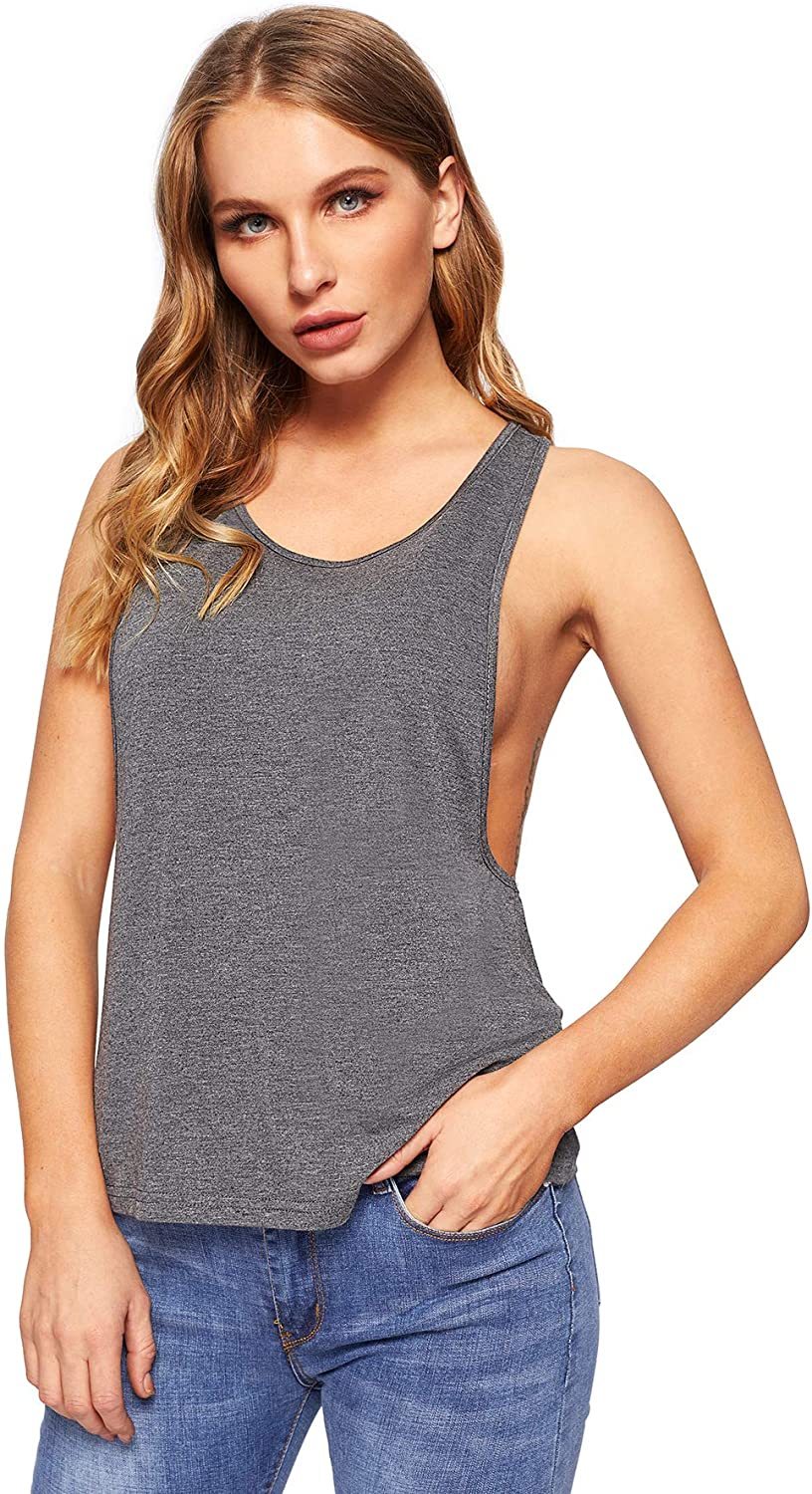 Sweatyrocks Sleeveless Flowy Loose Fit Racerback Yoga Workout Tank Top