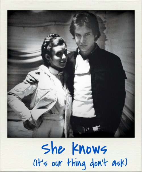 han-whos-scruffy-looking:If Han had Polaroids on his bedroom wall on the Falcon, this is what I imag