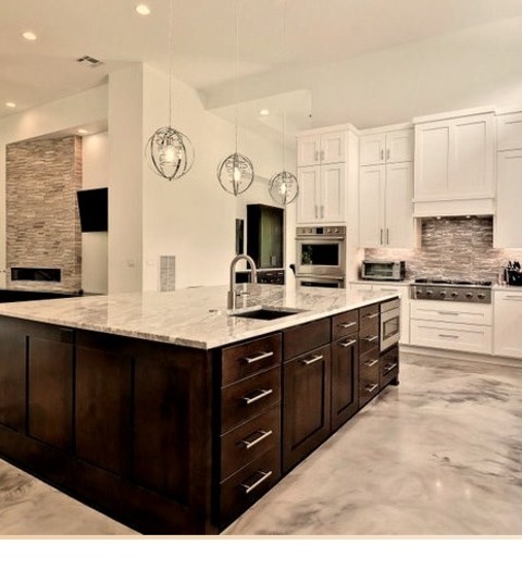 Pantry Kitchen Idea For A Spacious, Contemporary Kitchen Pantry With A Gray Floor, An Undermount Sink,