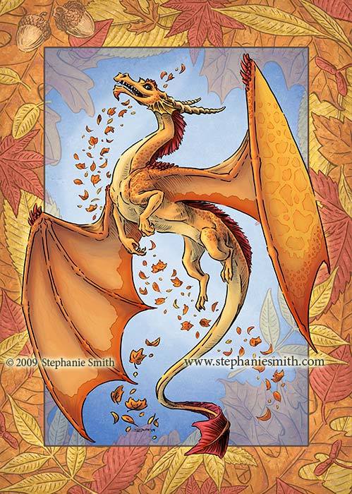 dailydragons:  Feeling That Autumn Vibe by Stephanie Smith (website) __________________________________________________ Happy autumn from DailyDragons! Extra seasonal dragons will be appearing all day today. Enjoy!