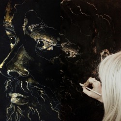 Whiteshiningsilver:  (Progress) Gold Leaf / Soot / Pin / Fingerprints I Haven’t