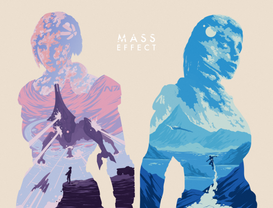 legionofpotatoes:  Both Mass Effect cloud silhouette portraits, together!