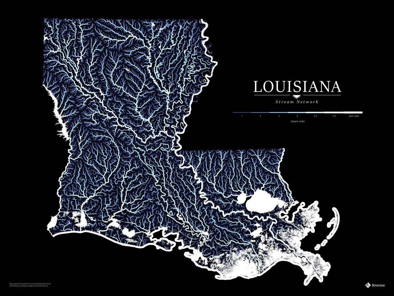 Hydrological Map of Louisiana - Maps on the Web