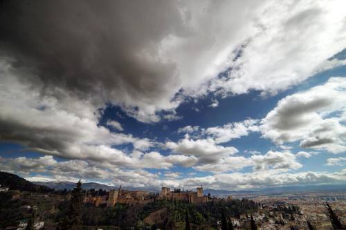 The Alhambra from Plaza de San Nicolas, Granada, under Andalucian skies #Alhambra #plazadesannicolas