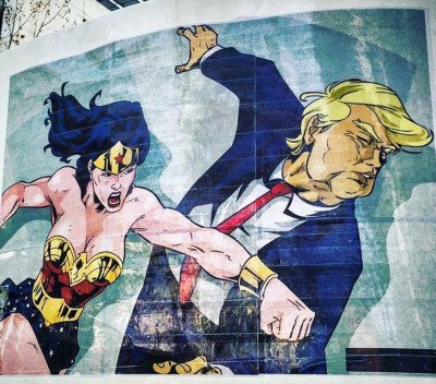 dianapforlunch: Wonder Woman punching Donald Trump mural in south Philadelphia. 