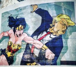 dianapforlunch:  Wonder Woman punching Donald Trump mural in south Philadelphia.