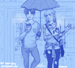kvarcas:  ☁ oh thunder only happens when it’s raining ☁ the forever lovely samjay reblogged a florist/tattoo artist au and tagged it as eremin so i obviously had to do this for her~