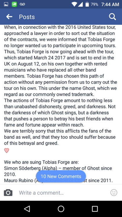 Simon’s statement about the situation of the band Ghost. In my heart, I can no longer support “Ghost