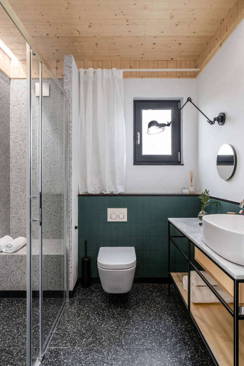 remodelproj:Like the blue-green tile that goes well with the lighter wood cabinets in bathroom