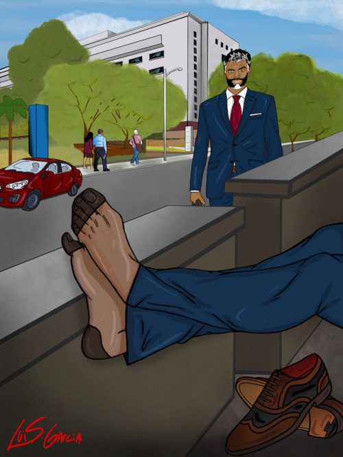masculine-feet: Lunch Break in Sheer Socks By: Luis Garcia