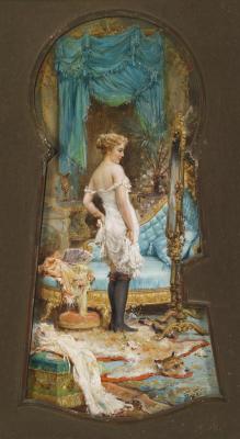 Hans Zatzka (1859 – 1945) - Seen Through The Keyhole